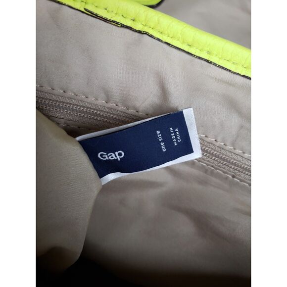 Gap Womens Crossbody Handbag Purse Jute Leather Canvas Tan Green Summer Spring - Picture 4 of 8